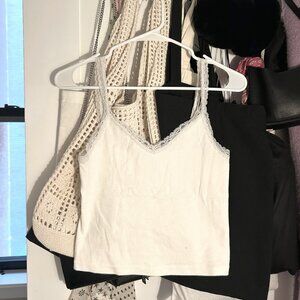 Brandy Melville White Laced Tank Top Cami